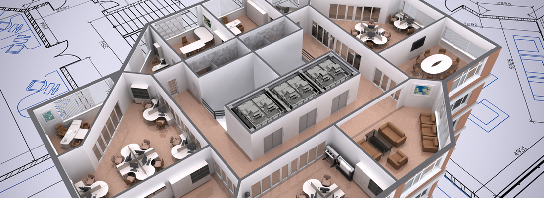 Компьютерный план этажа бизнес-центра в разрезе